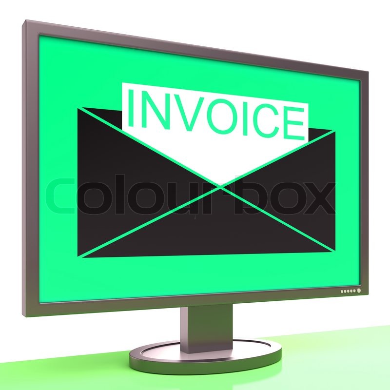 Rechnung In Umschlag Auf Monitor Zeigt Stock Bild Colourbox