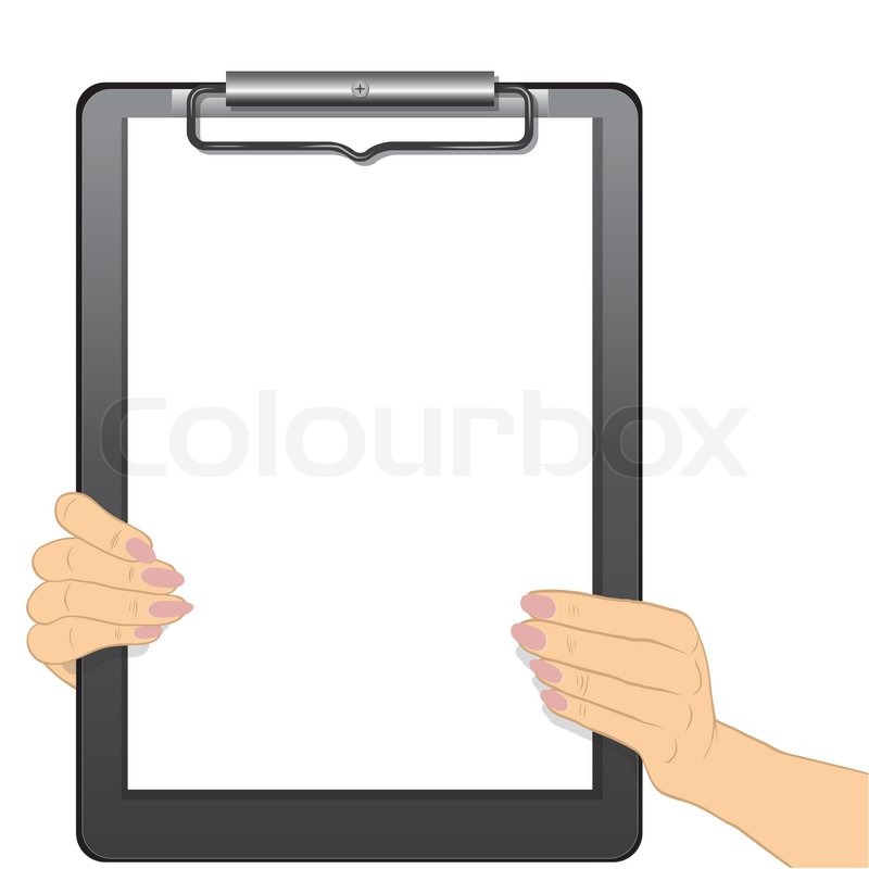 Woman hands holding a blank clipboard ... | Stock vector | Colourbox