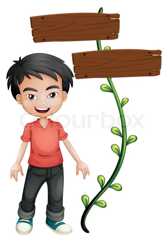 Illustration of a boy with wooden ... | Stock vector | Colourbox