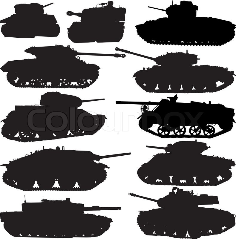 Tank silhouettes | Stock vector | Colourbox