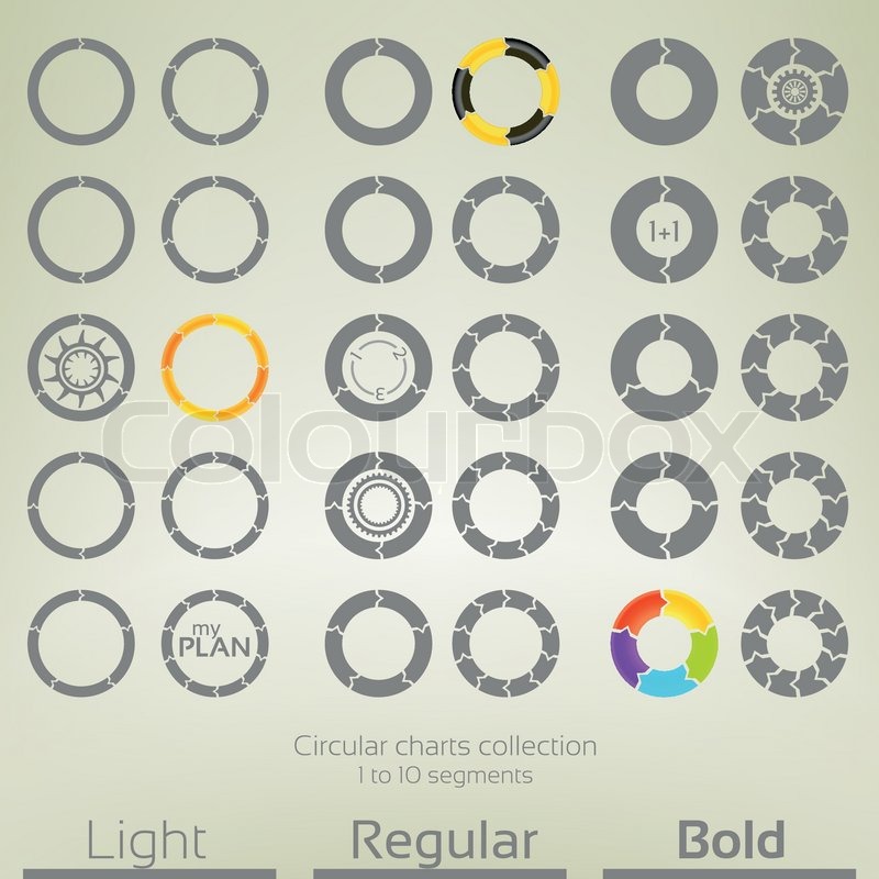 Round graph circular charts, set of ... | Stock vector | Colourbox