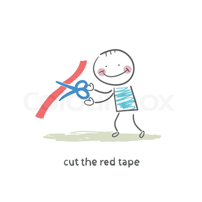 Cutting the red tape Stock vector Colourbox