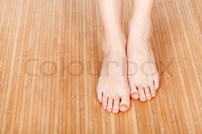 Female feet on a wooden floor | Stock image | Colourbox diagram of female foot 