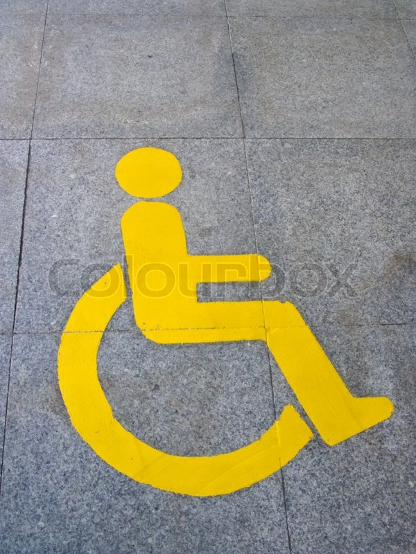 Yellow handicapped sign of floor tile Stock image Colourbox