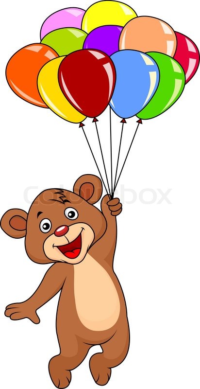 teddy bear holding balloons clipart - photo #23