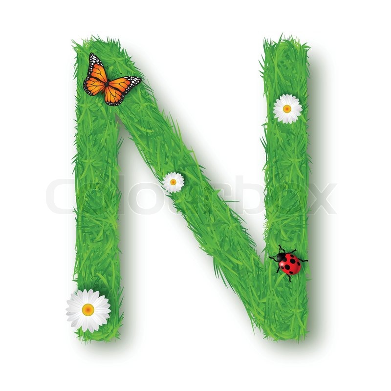Vector illustration of Grass letter N ... | Stock vector | Colourbox