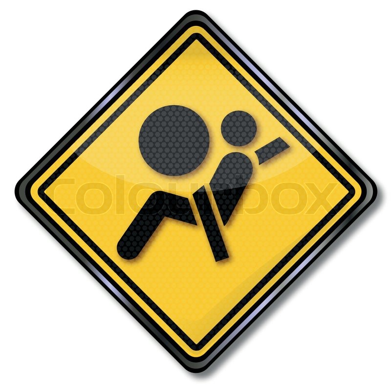 Schild Airbag und Fahrzeugtest StockVektor Colourbox