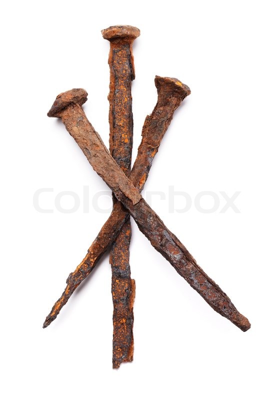 Old handforged rusty nails isolated on | Stock image | Colourbox