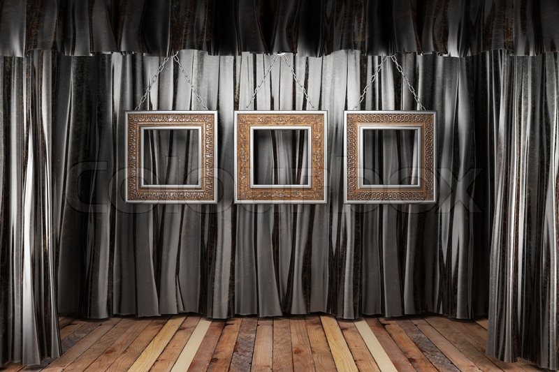 Black Silk Curtain With Frames On Stage Stock Photo Colourbox