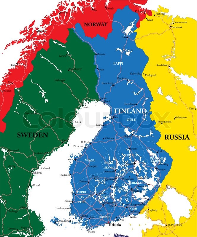Highly detailed vector map of Finland | Stock vector | Colourbox
