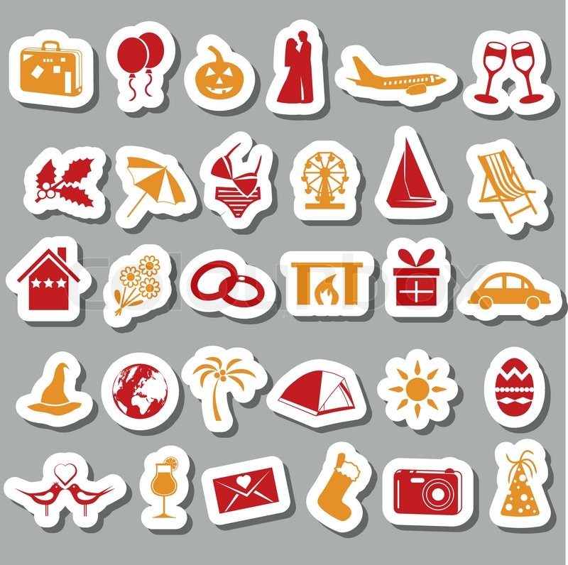 Holiday and events stickers Stock vector Colourbox