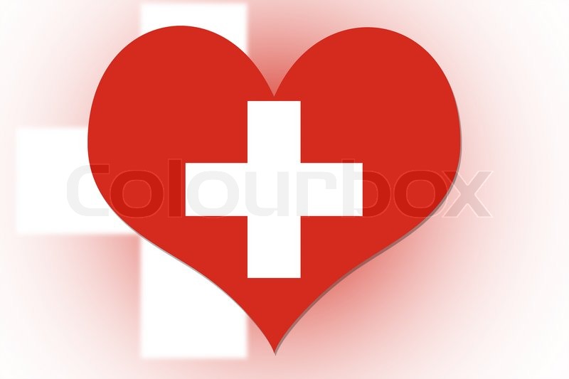 Schweizer Flagge Herz Stock Bild Colourbox