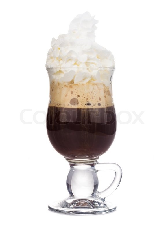 Irish coffee in glass isolated on white Stock image Colourbox