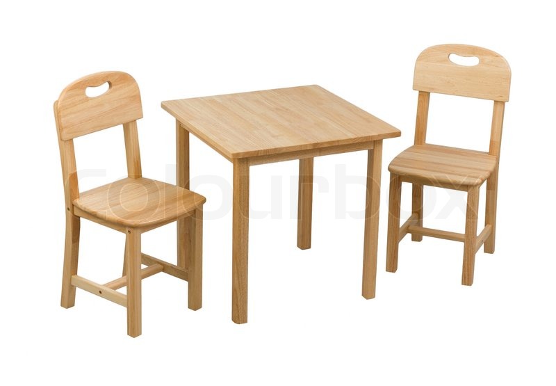 Eine kleine hölzerne Stühle und Schreibtisch für Kinder | Stockfoto