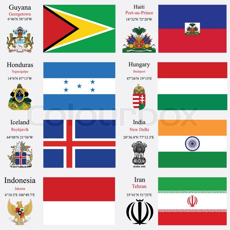 Verdens Flag Med Navne På Dansk