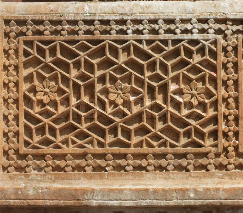 Stone carving pattern at patwa haveli Stock image Colourbox