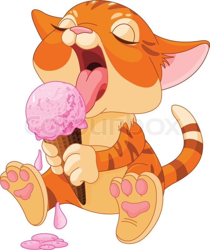 kitty eating ice cream