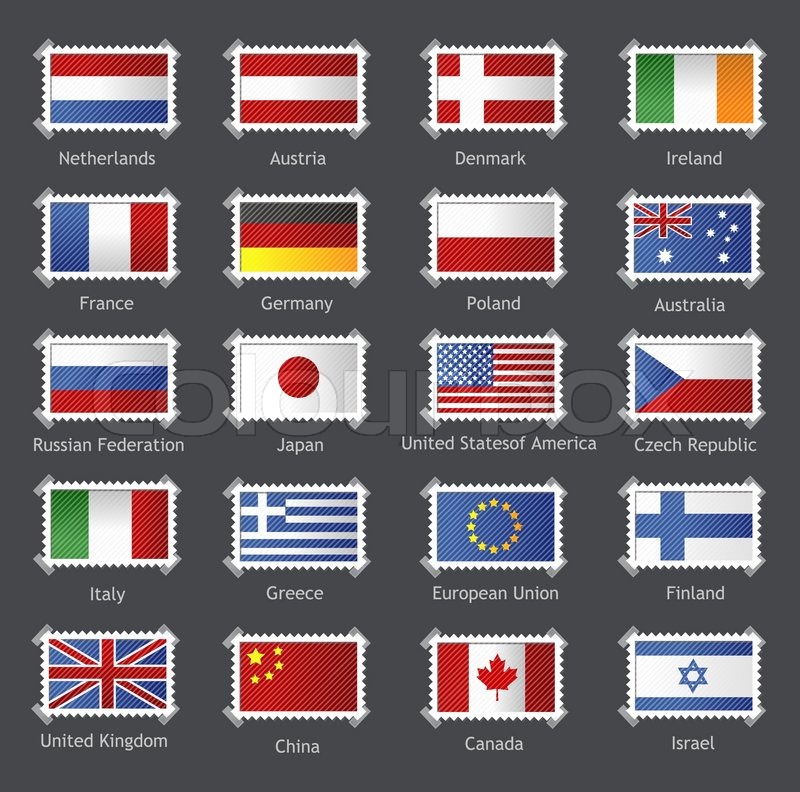 Verdens Flag Med Navne På Dansk