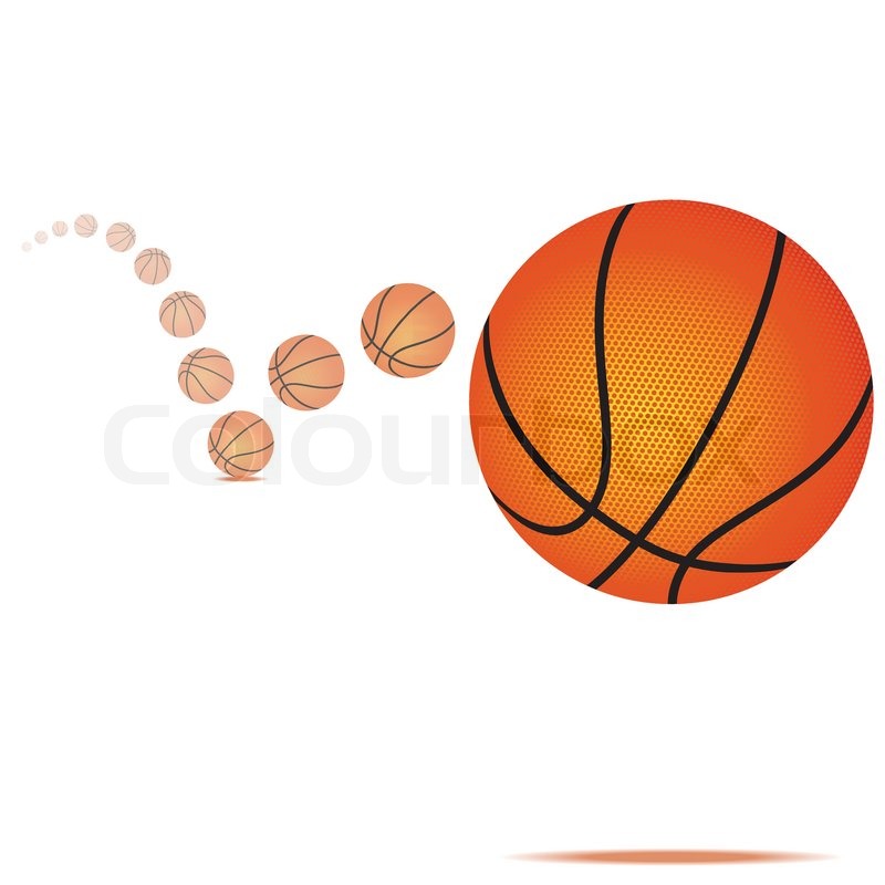 Vector illustration of a bouncing basketball on white background