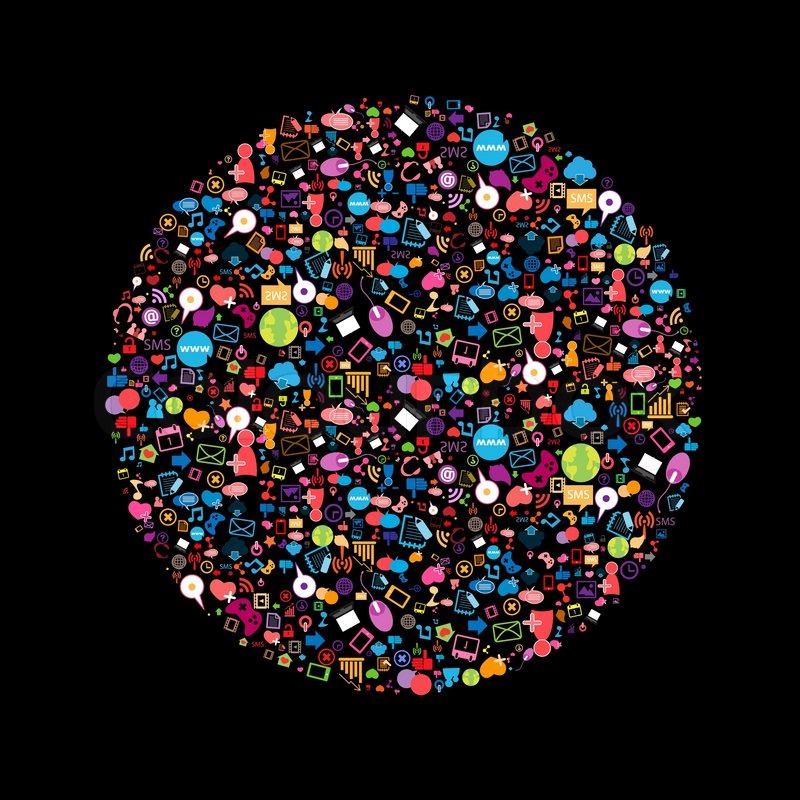Social network background with media ... | Stock Vector | Colourbox