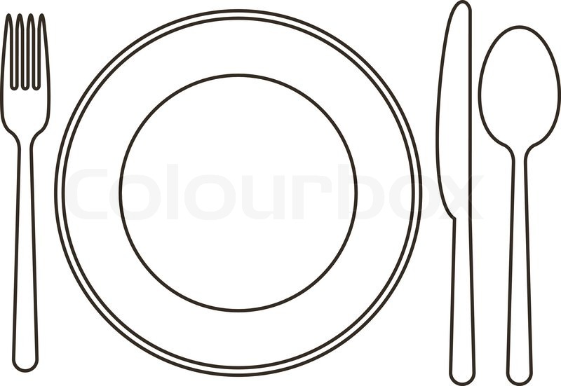 dinner plate with fork and knife