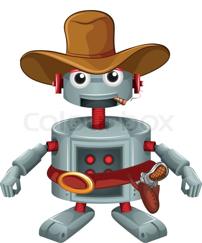 Illustration of a robot with a hat and Stock vector Colourbox