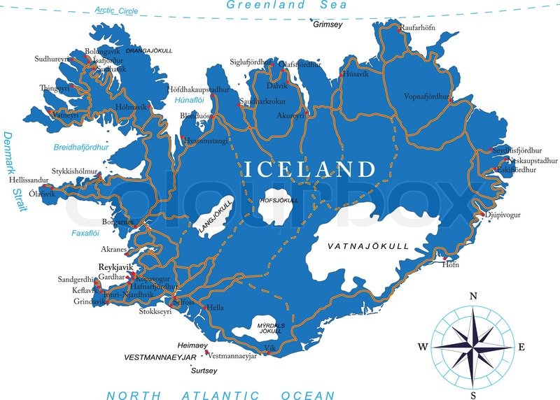 Highly detailed vector map of Iceland ... | Stock vector | Colourbox