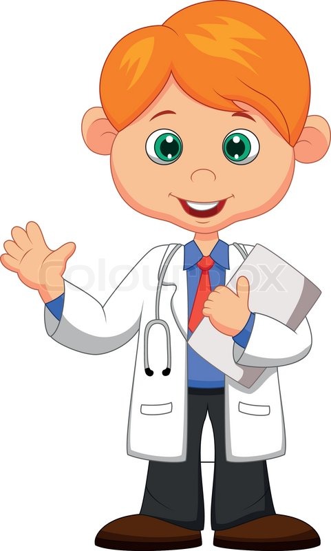 Vector illustration of Cute little male doctor cartoon ...