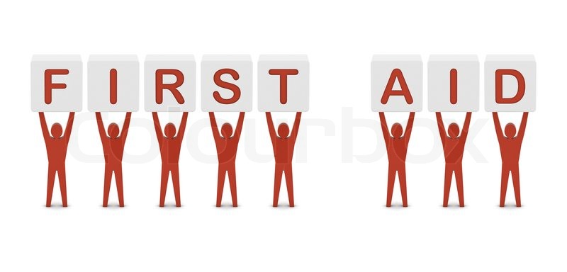 Men Holding The Word First Aid Concept 3D Illustration Stock Photo 
