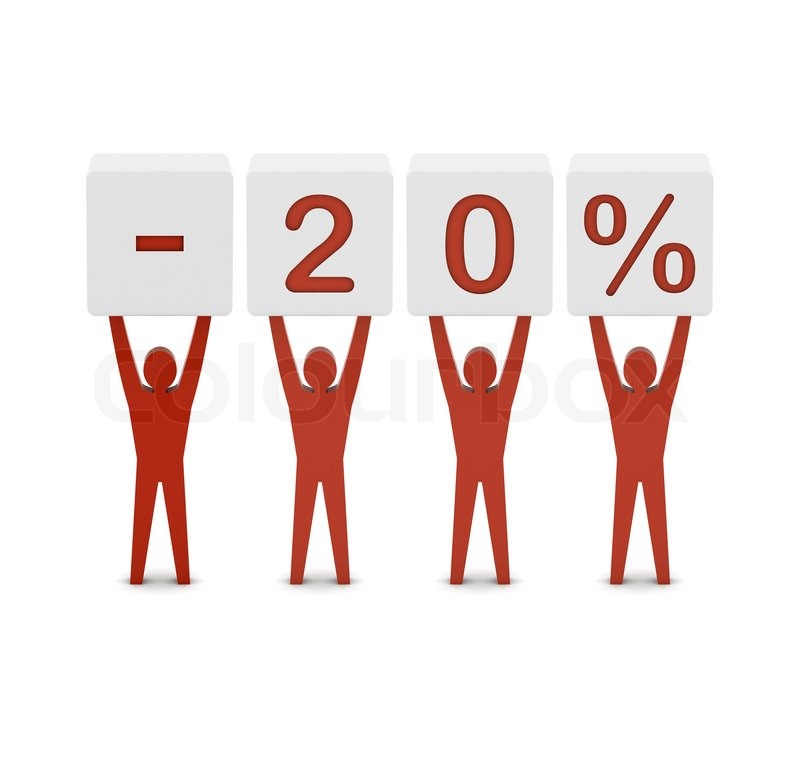 Men Holding Minus 20 Percent Concept Stock Image Colourbox