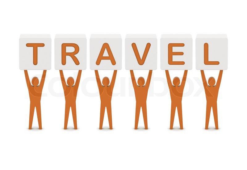 Men Holding The Word Travel Concept 3D Stock Image Colourbox