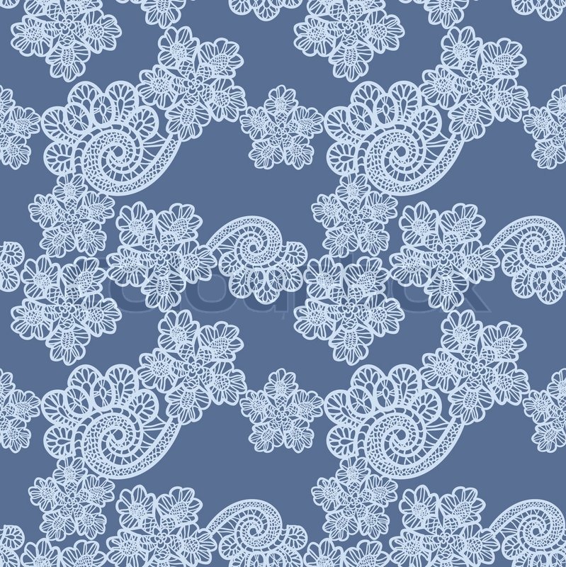Seamless blue lace background Stock vector Colourbox