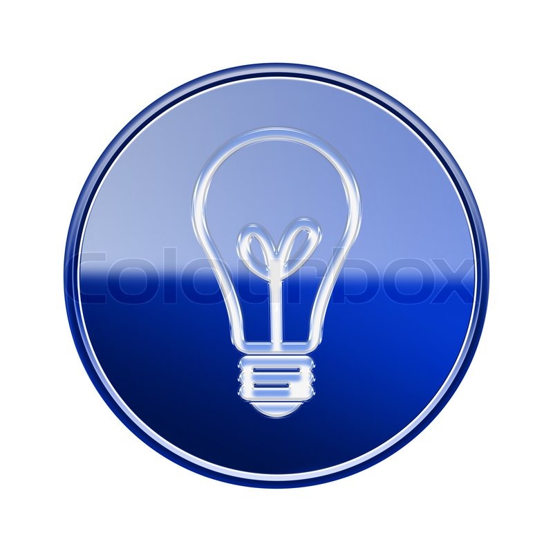 Lightbulb icon glossy blue, isolated on | Stock image | Colourbox