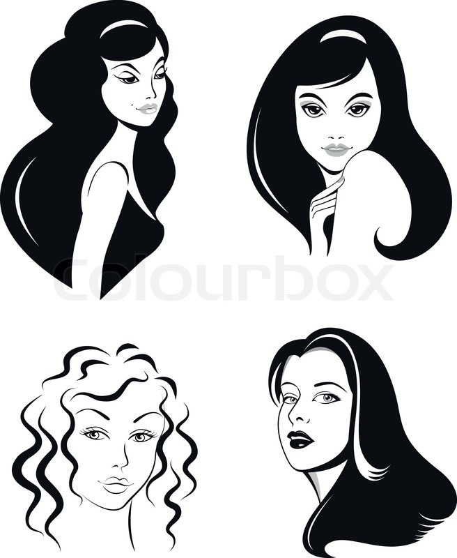 Woman faces vector set | Stock vector | Colourbox