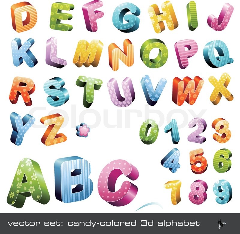 Download Drawing Colored 3D Letters PNG Drawing 3D Easy