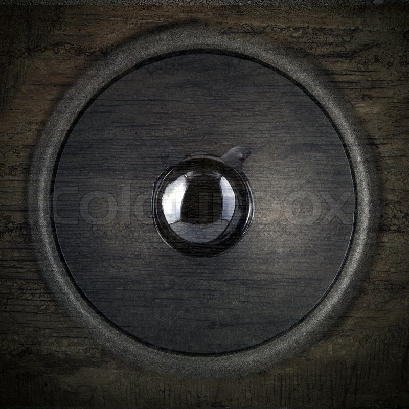 Speaker in black wall wood texture ... | Stock image | Colourbox