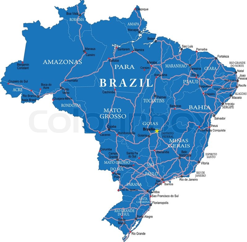 Highly detailed vector map of Brazil | Stock vector | Colourbox