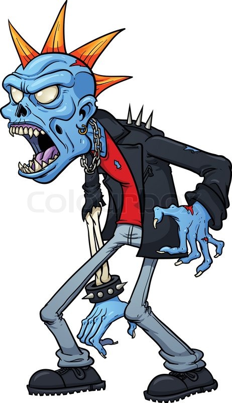 Scary punk zombie. Vector illustration with simple gradients. All in a