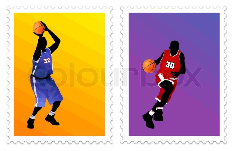 Basketball stamps | Stock Vector | Colourbox