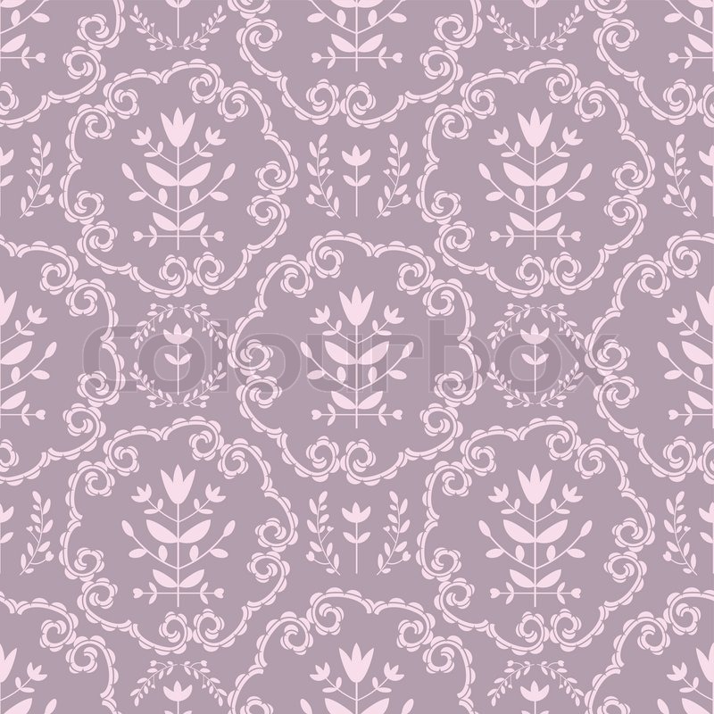 Pink decorative floral damask pattern Stock vector Colourbox