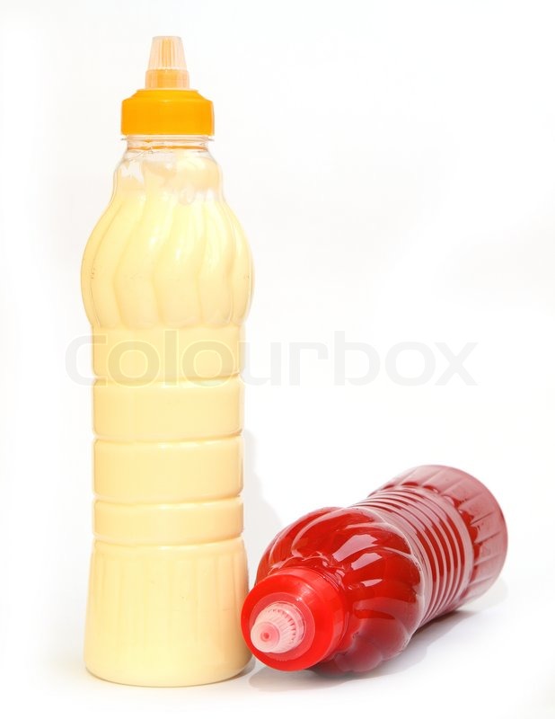 Ketchup and mayonnaise in bottles Stock image Colourbox