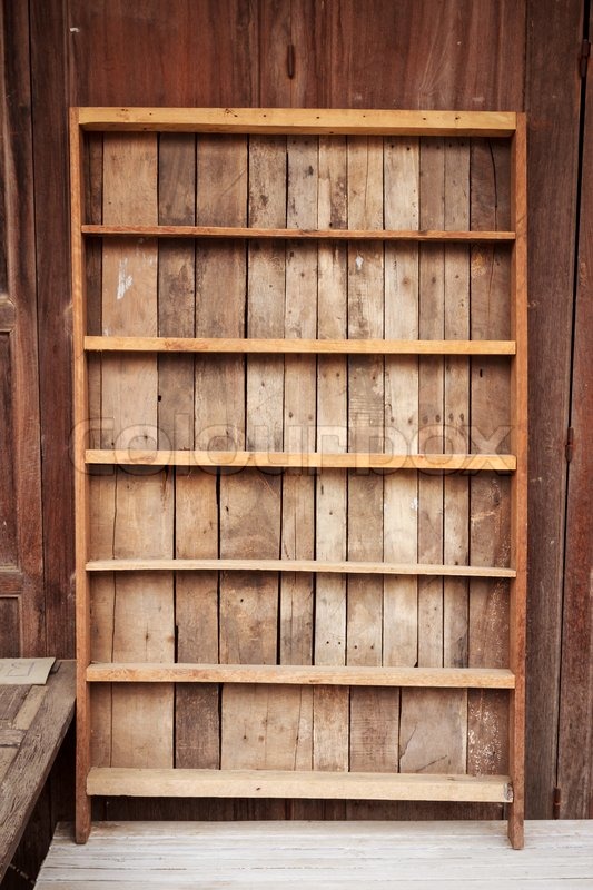 Vintage wooden shelf Stock Photo Colourbox