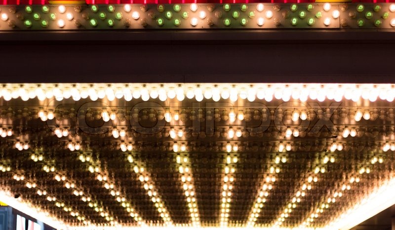 golden bulbs lights marquee broadway fame concept background stock