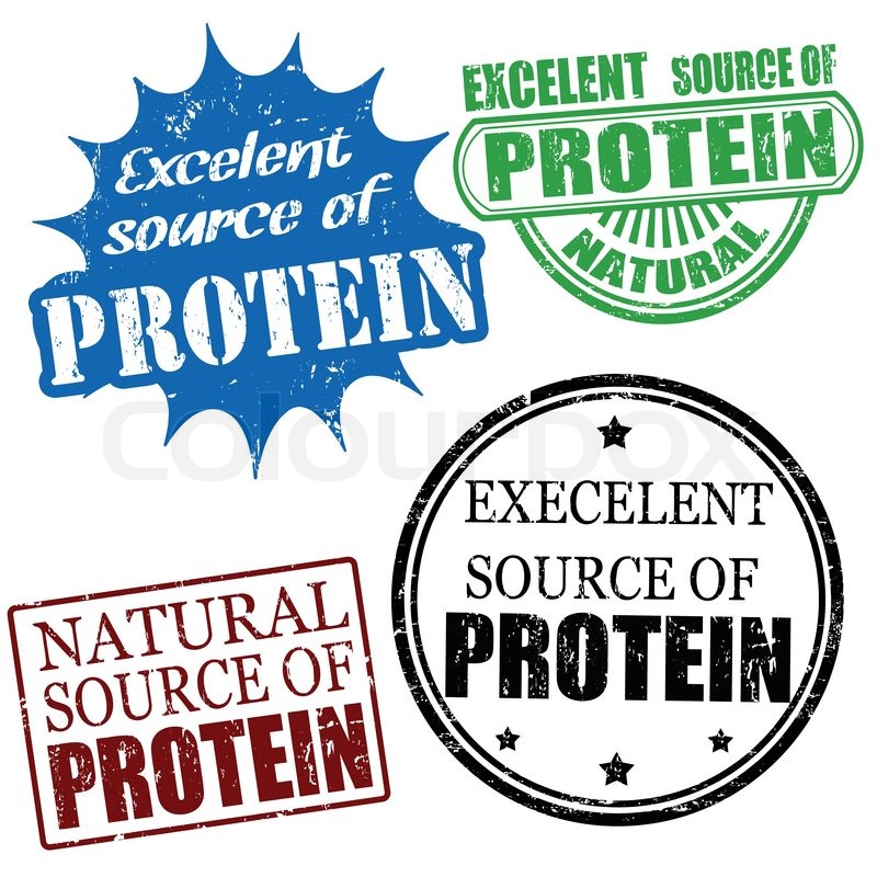 Excellent source of protein stamps Stock vector Colourbox