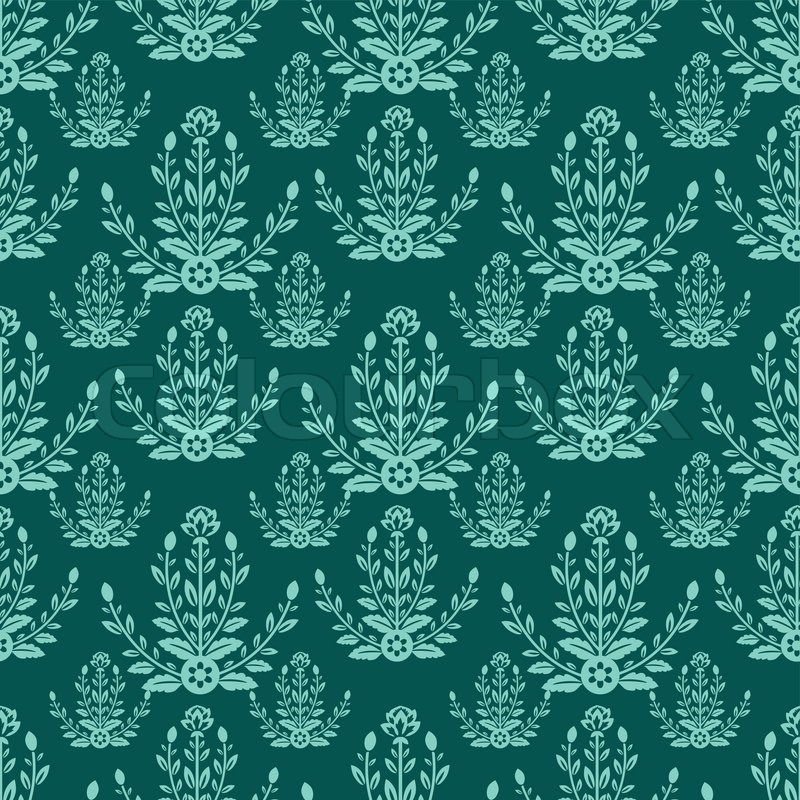 Blue on dark seamless damask pattern Stock vector Colourbox