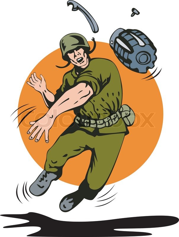 Illustration of soldier throwing hand ... | Stock vector | Colourbox