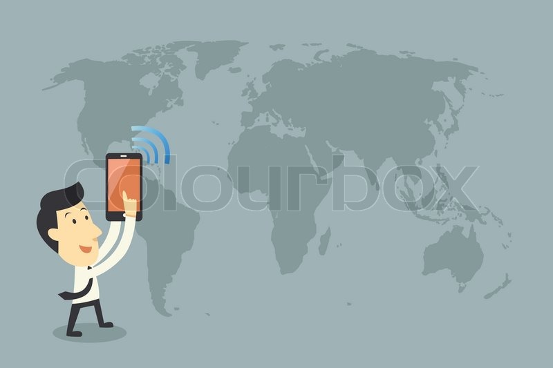 Smartphones and networking, cartoon ... | Stock vector | Colourbox
