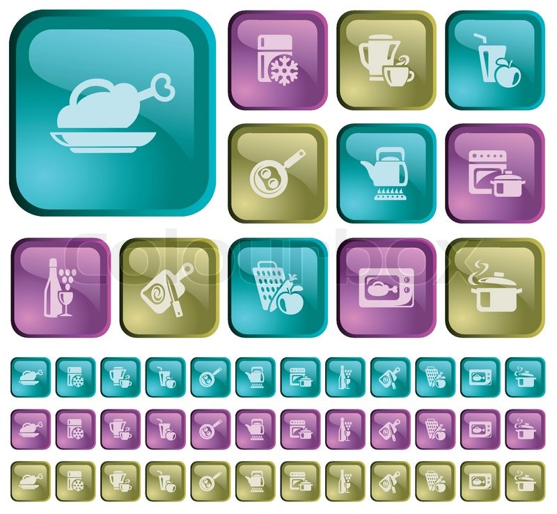 Kitchen and cooking button set | Stock vector | Colourbox