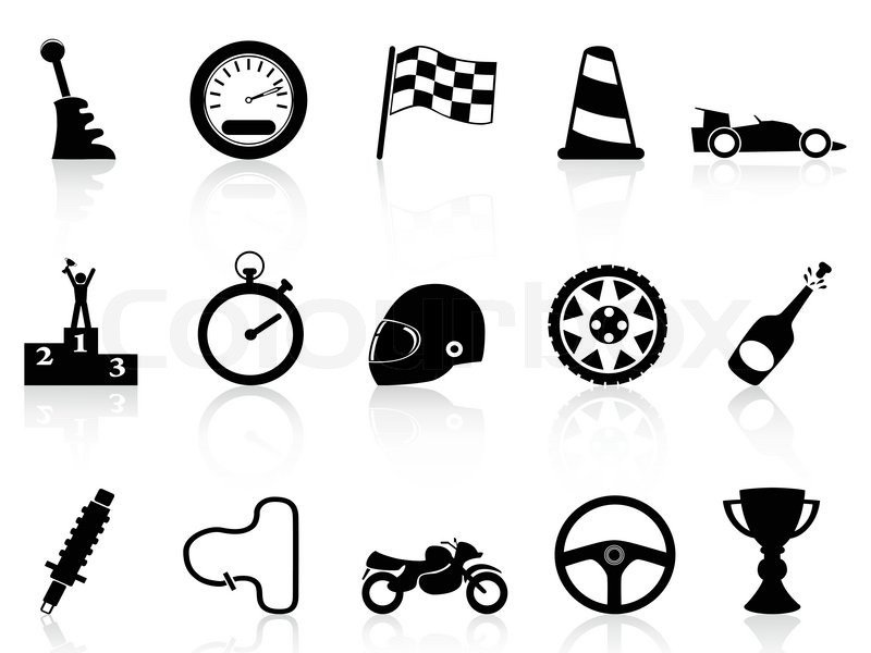Isolated motor race icons set from ... | Stock vector | Colourbox