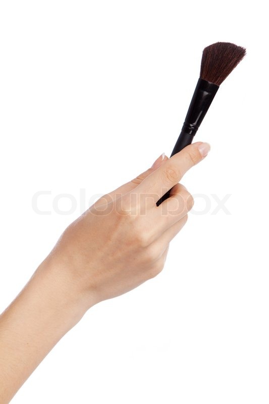 Female hand holding a makeup brush Stock Photo Colourbox